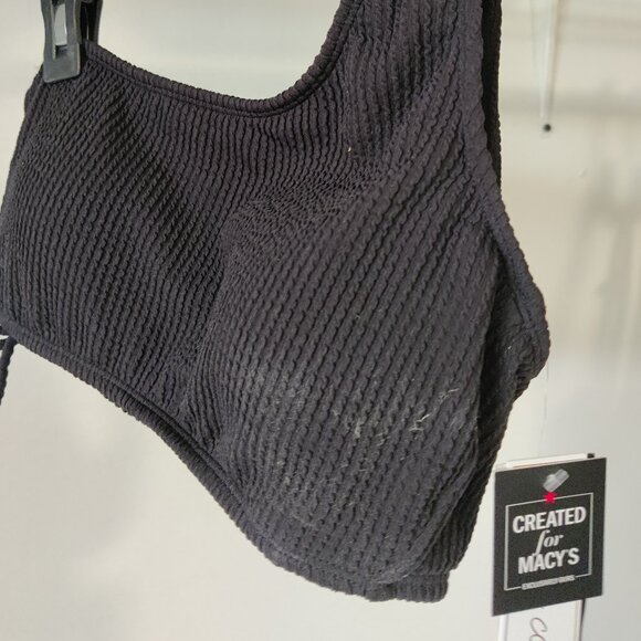 SOILED Salt + Cove Junior Shirred 1 Shoulder Ribbed Bikini Top Sz D/DD $40 O278 - Picture 3 of 3